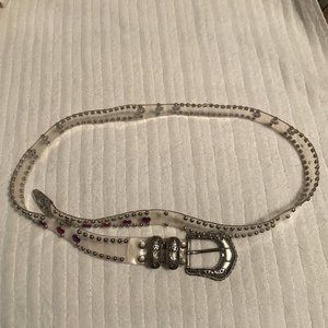 VTG 1980's Western Style Clear Belt with Gold and Silver Tone Studs Size M/L #2